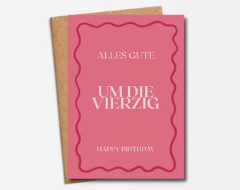Funny 40th birthday card | Around forty | Humorous pink card with a saying | Gift for wife, girlfriend & sister