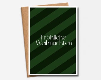 Merry Christmas card | Modern Christmas greeting card in green | Minimalist card for family, friends & colleagues