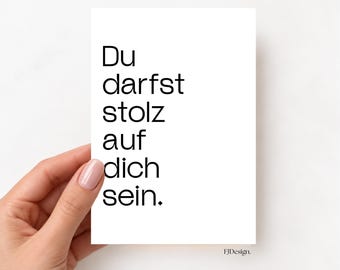 Encouragement card: You can be proud of yourself | Card to lift spirits | Love, recognition & appreciation | Small token of appreciation