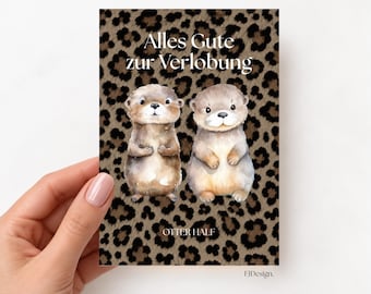 Engagement gift, engagement card, congratulations card with cute otters, engagement congratulations card, engagement card, card for engagement, gift