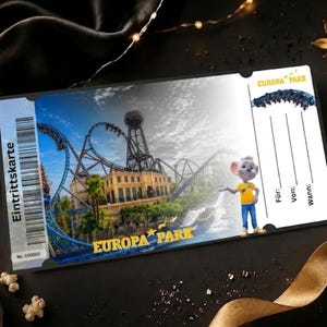 Vale de regalo para Europa Park, entrada personalizada para cumpleaños, regalo digital de descarga instantánea, idea de regalo, vale para parque temático, montaña rusa