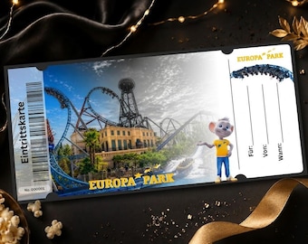 Europa Park Gutschein Ticket personalisiertes Geburtstagsgeschenk Digitaler Sofort Download Geschenkidee Freizeitpark Gutschein Achterbahn