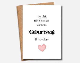 Special birthday card with heart | You're special not just on your birthday | Loving card for girlfriend, wife, sister & mom