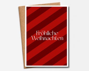 Merry Christmas card | Modern Christmas greeting card in red | Minimalist card for family, friends & colleagues