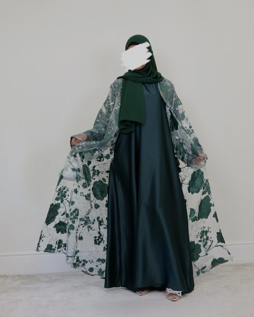 dress organza hijab Zehna Pink Organza Luxurious Dress With Bisser Beaded Details For Musl   Bazar Al Haya