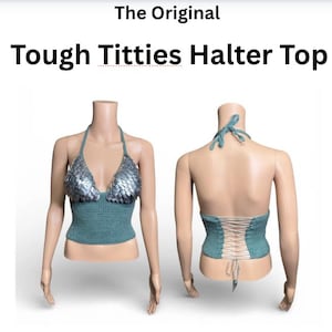 Patrón de crochet en PDF - Top halter de escamas de dragón para festivales y ferias renacentistas - Tallas S-L - Descarga digital (No es una prenda terminada)