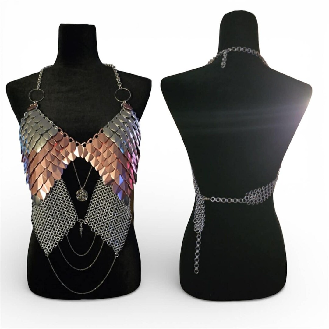 Handcrafted Iridescent Scale‑mail Armor Top | Fantasy Festival Wear ...