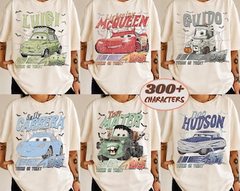 Comfort Colors Retro Cars Halloween Shirt, Lightning McQueen Spooky Tee, Disney Family Vacation 2026, Radiator Springs Trunk or Treat Shirt