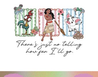 Moana PNG Theres Just No Telling How Far Ill Go Sublimation Pua Pig Heihei Chicken Retro Tropical Family Vacation Shirt Design