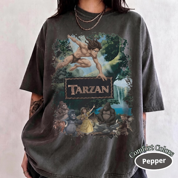 Vintage Tarzan Jungle Shirt, Jane and Gorilla Graphic Tee, Retro Adventure Apparel, Comfort Colors Pepper Shirt, 90s Movie Fan Gift