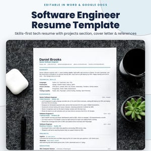 ATS-Friendly Software Engineer Resume Template, Tech Projects, Cover Letter (Digital Download)