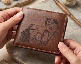 Personalized Leather Wallet for Men, Engraved Mens Wallet, Custom Groomsmen Gift, Anniversary Gift for Him, Boyfriend Gift, Husband Wallet