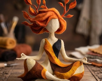 Estatua de la Diosa de la Naturaleza Armonía / Figura minimalista de meditación otoñal / Decoración espiritual para yoga / Regalo único para amantes del yoga