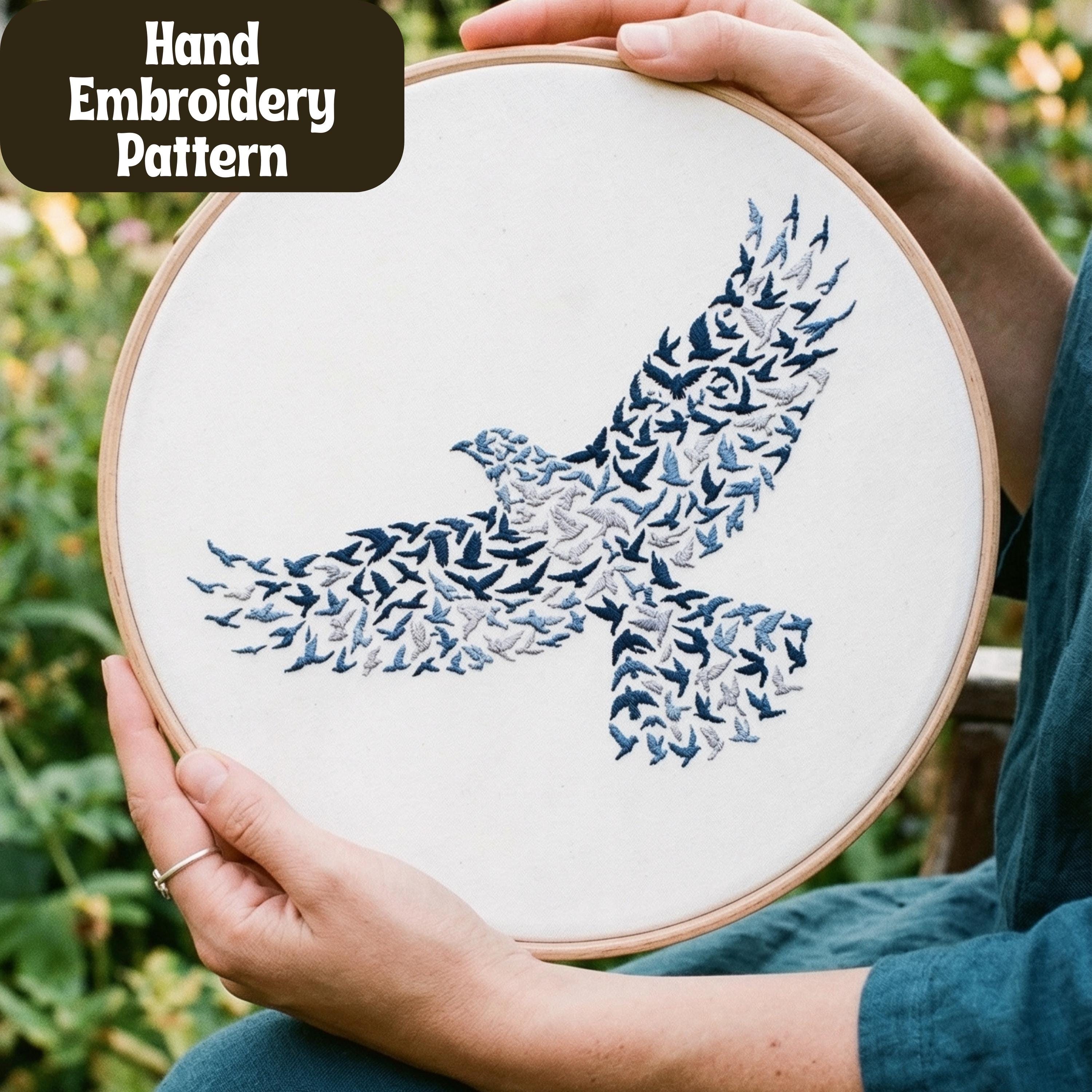 Martin Flock Pattern Embroidery Pattern, Bird Flock Design, Hand-drawn, Beginner Friendly ...