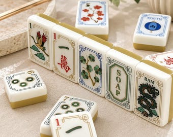 Gold Acrylic American Mahjong Tile Set, Double Layer Mahjong Tiles, 160 Pcs Portable Mahjong Game Set, Western Mahjong Gift