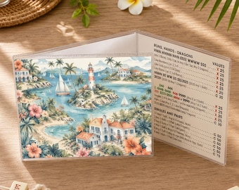 Personalized Mahjong Rule Reference Card, Clear PVC NMJL Large Card Sleeve, Custom Name Insert Card, American Mahjong Gift for Her