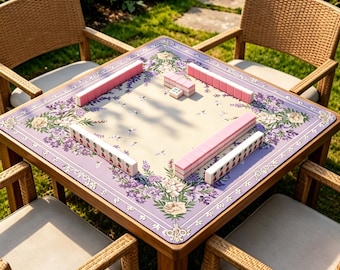 Lavender Floral Mahjong Mat, Purple Botanical Mahjong Table Mat, Non Slip Game Playmat, Elegant Cottagecore Board Game Mat Gift