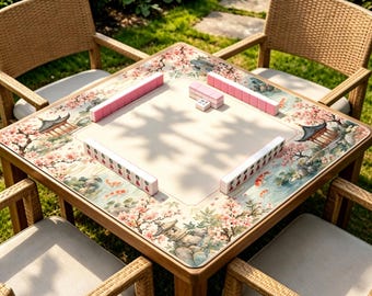 Tapete de Mahjong Flor de Cerejeira, Tapete de Mesa Jardim Koi, Tapete Oriental Antiderrapante para Jogos de Mahjong