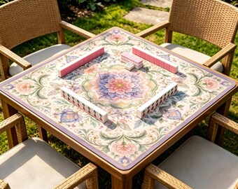 Butterfly Floral Mahjong Mat, Pastel Garden Table Mat, Non Slip Cottagecore Game Mat for Mahjong