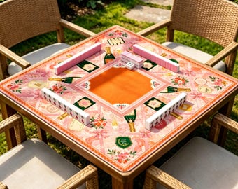 Tapete de Mahjong Floral Champagne, Tapete de Mesa Rosa para Festas, Tapete Antiderrapante para Jogos de Mahjong