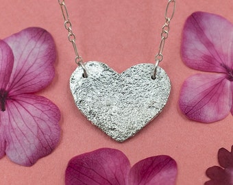 Sterling Silver Textured Heart Necklace