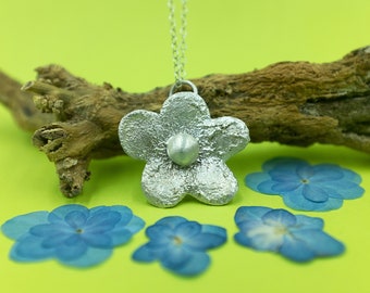 Sterling Silver Reticulated Flower Pendant