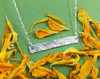 Textured Sterling Silver Bar Necklace