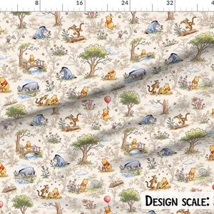 Winnie the Pooh Toile Fabric, Cotton Combed Pima image 4