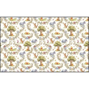 Winnie the Pooh Fabric by Yard Cotton Twill | Vintage Style Bouquet Print image 5