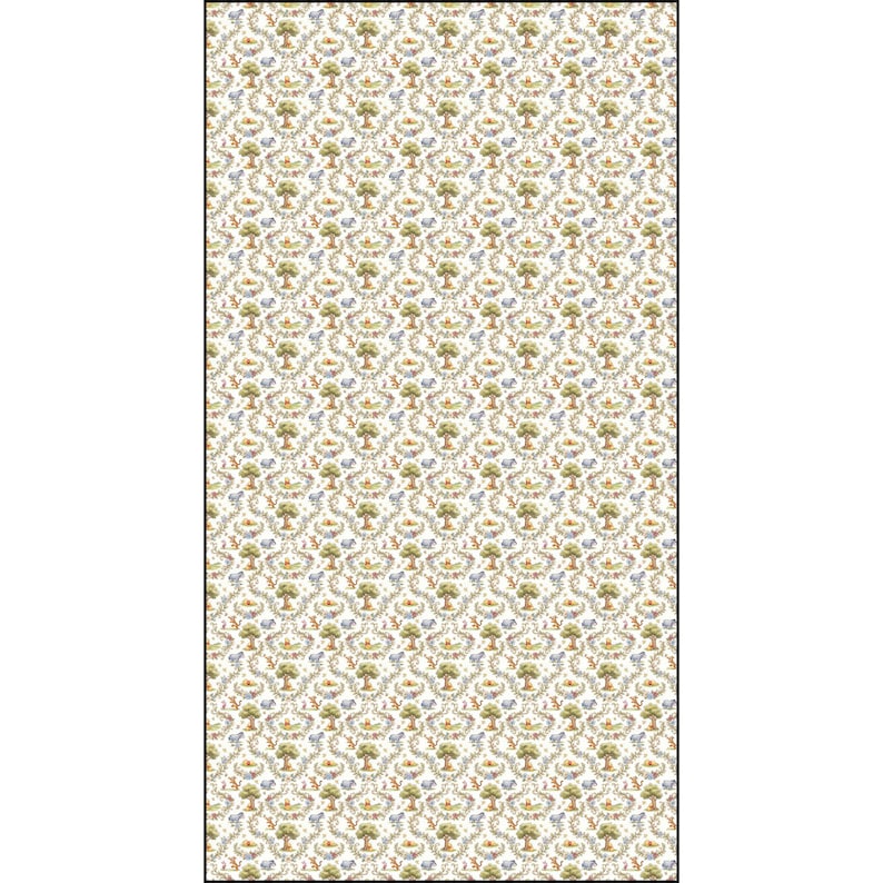 Winnie the Pooh Fabric by Yard Cotton Twill | Vintage Style Bouquet Print image 7