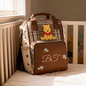 Winnie the Pooh plaid Diaper Bag | personalised Initials