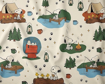 Snoopy Stoff gekämmte Baumwolle Pima | Cartoon Print Stoff