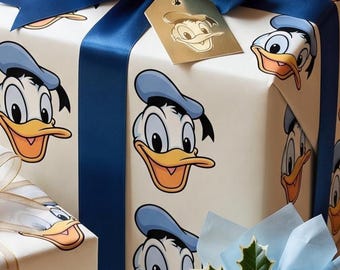 Donald Duck Wrapping Paper | Classic Character Gift Wrap for Birthdays, Christmas & Disney Gifts