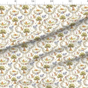 Winnie the Pooh Fabric by Yard Cotton Twill | Vintage Style Bouquet Print image 3