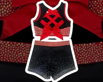 Youth All-Star Cheer Cheer Set – Sparkle Sports Bra & Shorts