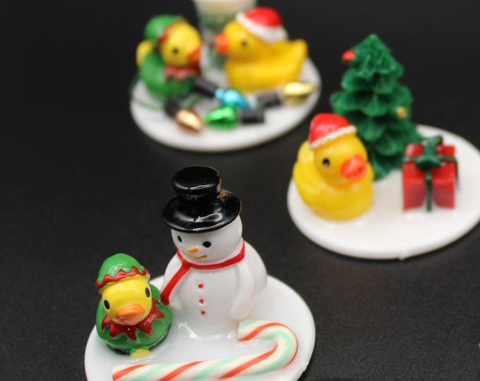 Mini Duck Christmas with Lights, Trees and Holiday Cheer! (1.5" Size) SET OF 3!