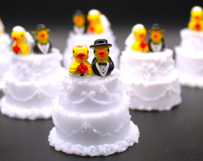 Mini Bride and Groom Wedding Cake Ducks (2.25" Size)