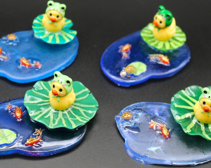Mini Frog Ducks in Lily Pad Ponds (2.6" Size)