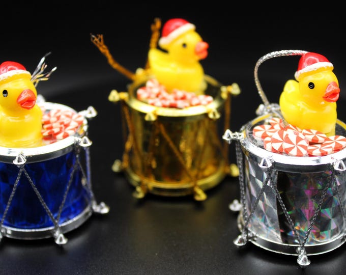Mini Christmas Drummer Duck Ornament (2" Size)