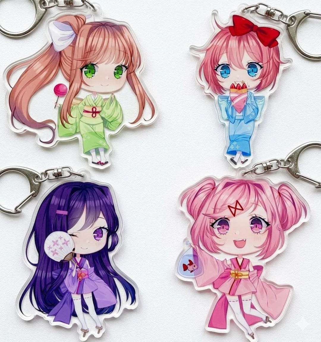 DDLC Yukata Acrylic Keychain, Monika Natsuki Yuri Sayori Kimono Bag ...