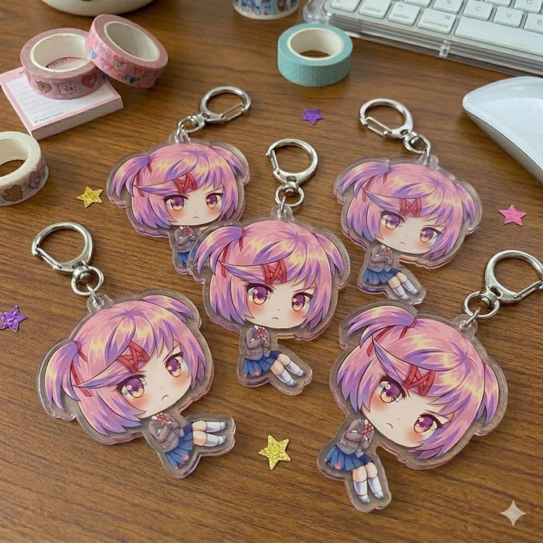 Natsuki DDLC Chibi Anime Acrylic Keychain, Doki Doki Literature Club ...