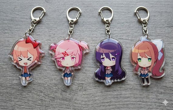 DDLC Acrylic Keychain , Monika Natsuki Yuri Sayori Bag Charm, Kawaii Game Accessory