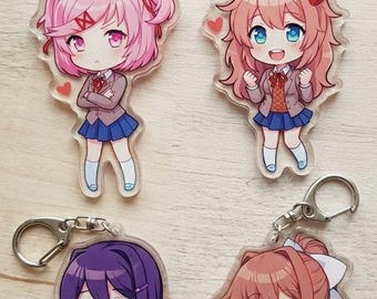 DDLC Chibi Acrylic Keychain, Monika Natsuki Yuri Sayori Anime Bag Charm
