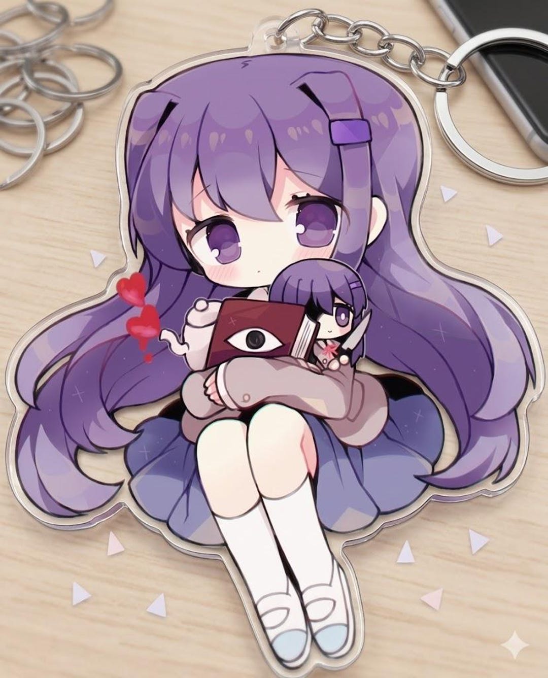 Yuri DDLC Acrylic Keychain, Doki Doki Literature Club Bag Charm, Anime ...