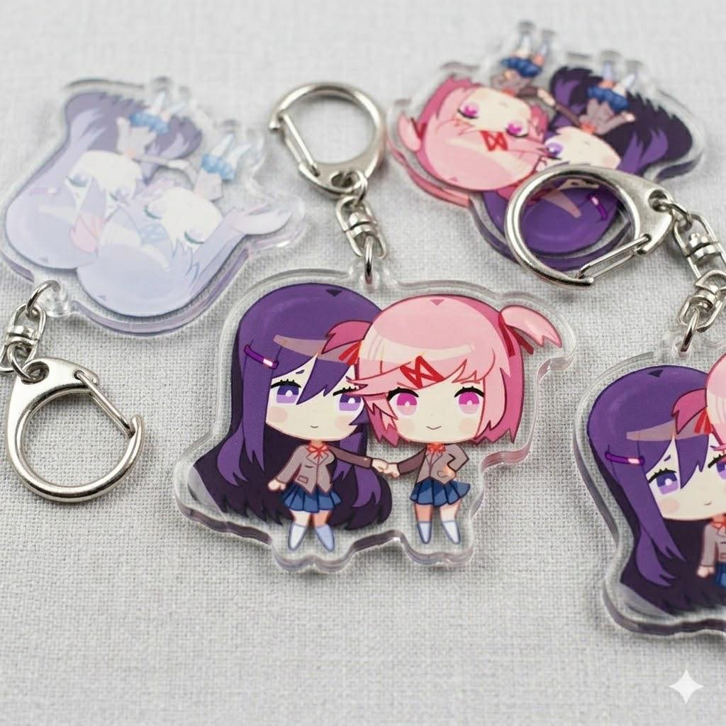 Yuri Natsuki DDLC Chibi Acrylic Keychain, Doki Doki Literature Club Duo ...