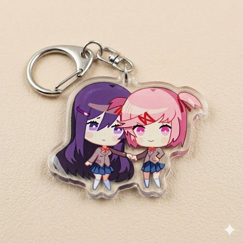Yuri Natsuki DDLC Chibi Acrylic Keychain, Doki Doki Literature Club Duo ...