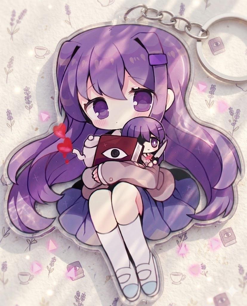 Yuri DDLC Acrylic Keychain, Doki Doki Literature Club Bag Charm