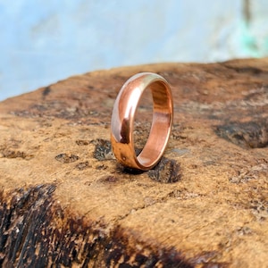 Handgjord vigselring i 100 % ren koppar, minimalistisk komfortpassform, unisex vigselring