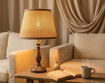 Geflochtener Rattan-Lampenschirm, Empire-Stil, Boho Neutrale Beleuchtung, UNO Fitter Shade
