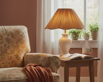 Woven Paper Rope Lampshade: Scalloped Cone, Natural Texture, UNO Fitter
